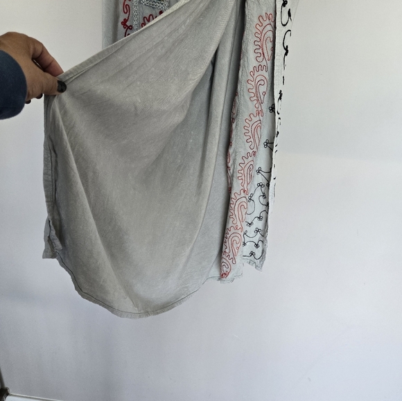 Naisha Bohemian Embroidered Wide-Leg Split-Leg Palazzo Beachy Pants O/S - Picture 5 of 10